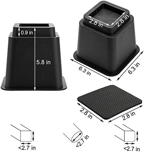 Okllen 6 Pack Bed Furniture Risers 5 Inch Heavy Duty Black ABS Plastic