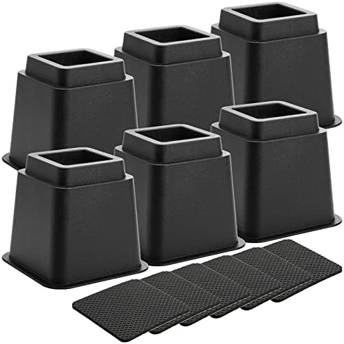 Okllen 6 Pack Bed Furniture Risers 5 Inch Heavy Duty Black ABS Plastic