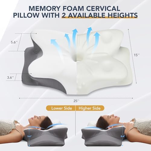 Cervical Pillow for Neck Shoulder Pain Relief with Cooling Case