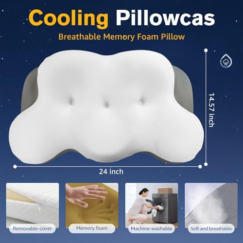 Ergonomic Cervical Neck Pillow with Cooling Fabric Relief