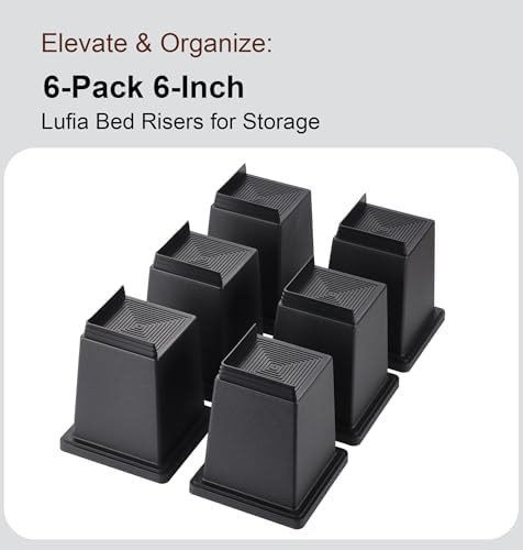 6-inch Heavy Duty Bed Risers 6-Pack Set