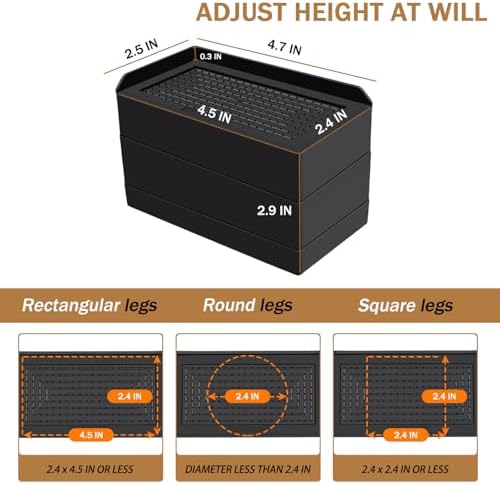 Durable Bed Risers Heavy Duty 3 Inch Stackable L-Shape for Sofa Desk or Couch