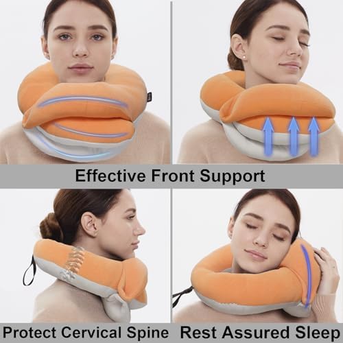 Travel Neck Pillow for Adults Ergonomic 360 Head Support Skin-Friendly Breathable