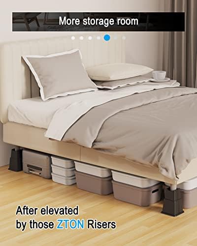 ZTON Adjustable Bed Risers - Up to 8 Height - Durable versatile for Sleep Sofa and Storage