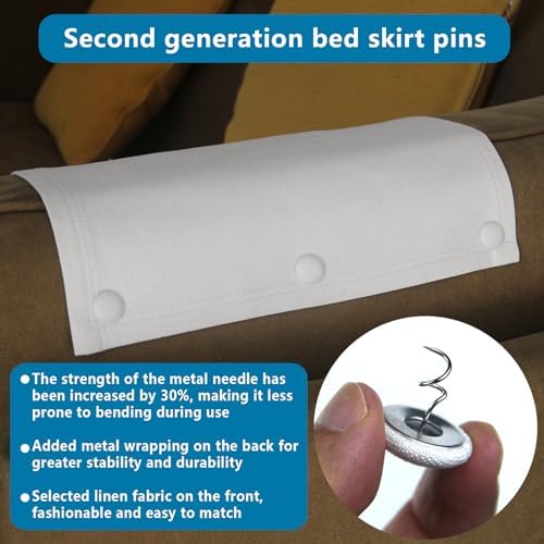 Flax Button Twist Pins for Bed Skirts Sofa Covers Upholstery Armchair Caddies Slipcovers - Rice White 12 Pack