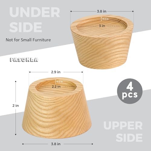 FASONLASet of 4 2 Solid Oak Bed Risers
