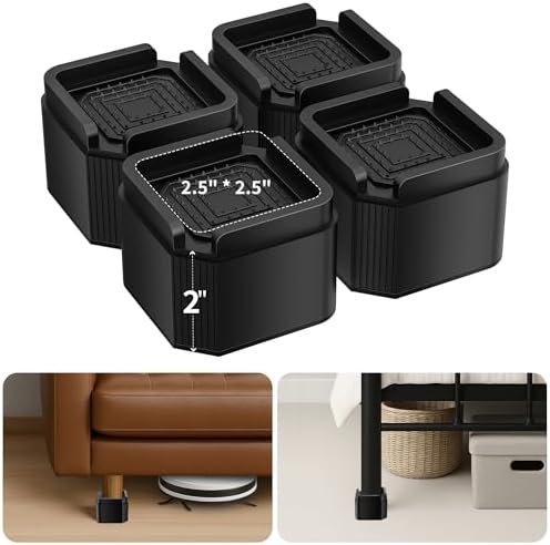 Enhance Your Space with MAYZOLOP Bed Risers 2-Inch 4-Pack Durable Heavy Duty and Perfect for Stacking Storage