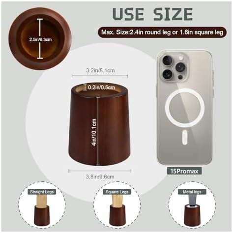 Elevate Your Space - Heavy Duty Office Bed Risers - 4-Inch Wooden Riser Modern Mid-century Style Prism Storage