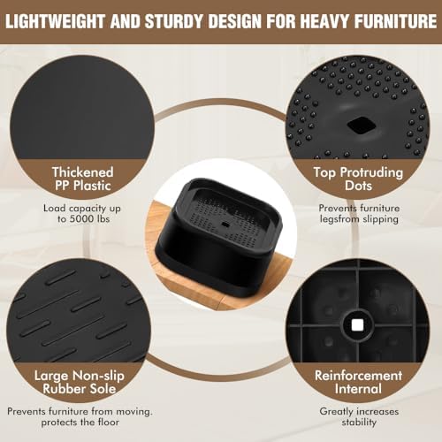 Adjustable Bed Lifts Durable Furniture Risers 4-Pack with Anti-Slip Design for Bed Sofa Table and More