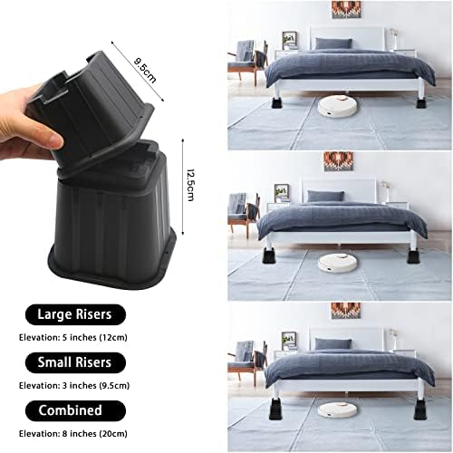 8-Inch Bed Riser with Elevation Adjuster for Sofa Bed and Desk