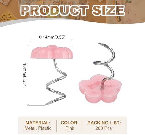 PATIKIL 200 Pcs Upholstery Twist Pins Pink