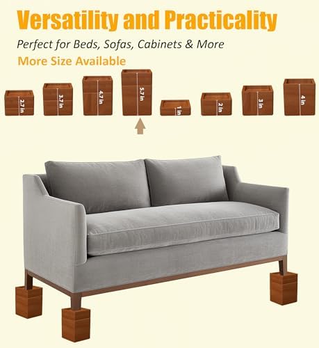 Premium Solid Pine Wood Bed Furniture Risers - 2 4 57 Inch Heavy Duty