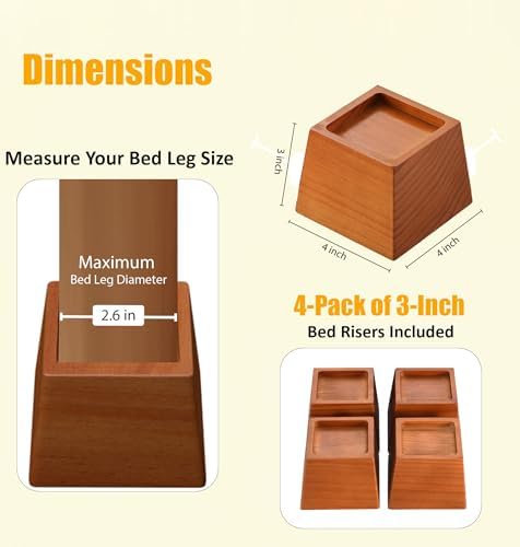 Premium Pine Wood 3-Inch Furniture Risers for Heavy-Duty Use