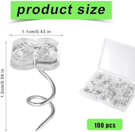 100-Piece Bed Skirt Pins Four-Leaf Clover Twist Pins for Upholstery Tacks and Slipcovers