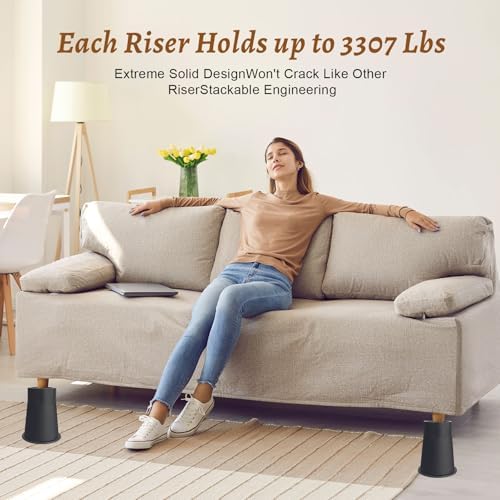 6-Inch Round Heavy Duty Bed Risers with Anti-Slip Shock Absorbing Design