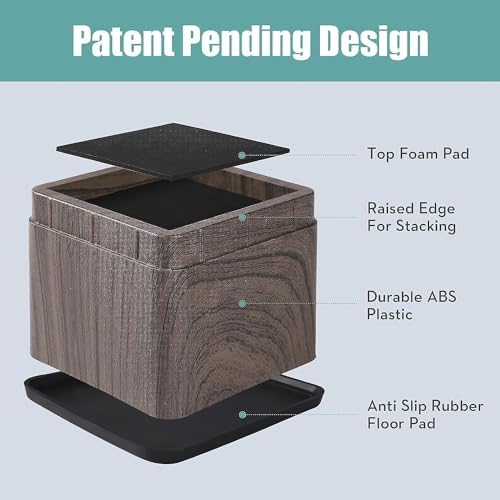 Exceptional 3-Inch Stackable Bed Risers Heavy Duty with Real-Woodprint Elevate Your Comfort