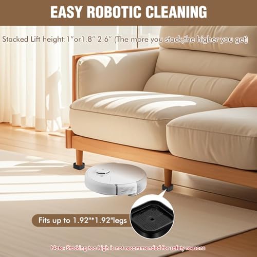 Adjustable Bed Lifts Durable Furniture Risers 4-Pack with Anti-Slip Design for Bed Sofa Table and More