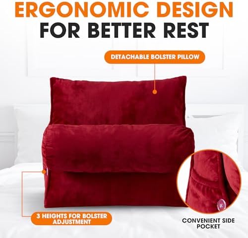 Adjustable Maroon Reading Pillow