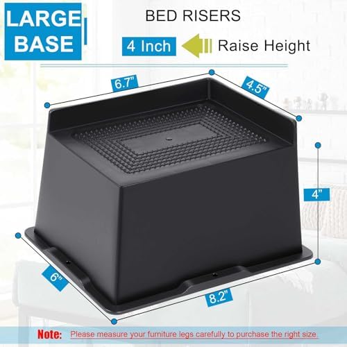 Heavy Duty Bed Risers 4 Inch 4 Pack Black