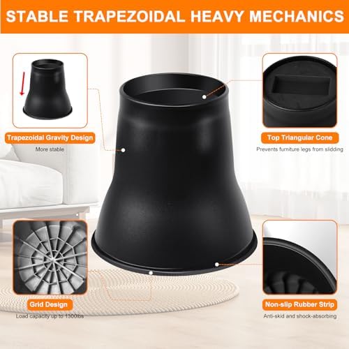 Shouwuhho Bed Risers 6 inch 4 Pack Heavy Duty for sofas beds desks up to 6000 lbs