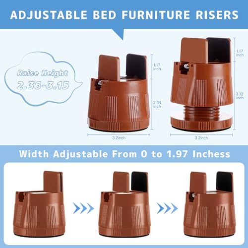 SEISSO Heavy Duty Bed Risers Adjustable Bed Risers for Storage