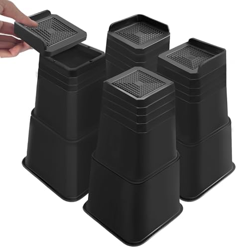 Shouwuhho Bed Risers 12 Inch Heavy Duty 4 Pack Black