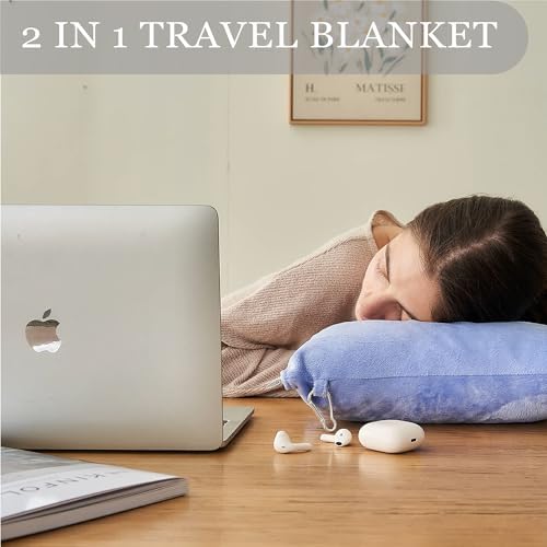 Commollis 2-in-1 Travel Blanket Pillow - Warm Sleep Solution for Flights Cars More