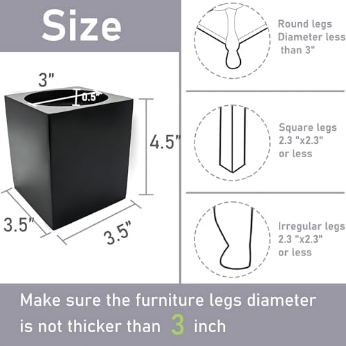 ECOGREDA Wood Bed Riser 4 Inch Heavy Duty For SofaCouchTableChair Base