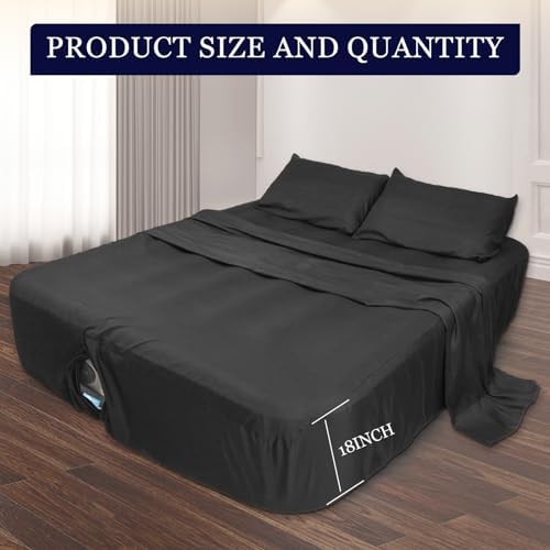 AEHISDHIE Extra Deep Pocket Air Mattress Sheets for Inflatable Mattresses Twin Set Black