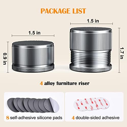 Nedeia Bed Risers Heavy Duty Self-Adhesive Durable Bed risers Set of 4 from 09-17 inches Support 2200 lbs