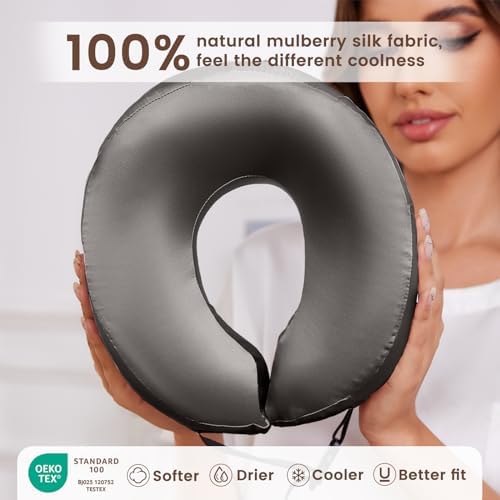 Natural Silk Neck Pillow for Air Travel