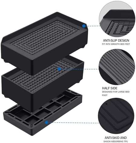 Sturdy Heavy Duty Bed Risers for Beds Sofas and Tables 4-Pack with Non-Slip Design