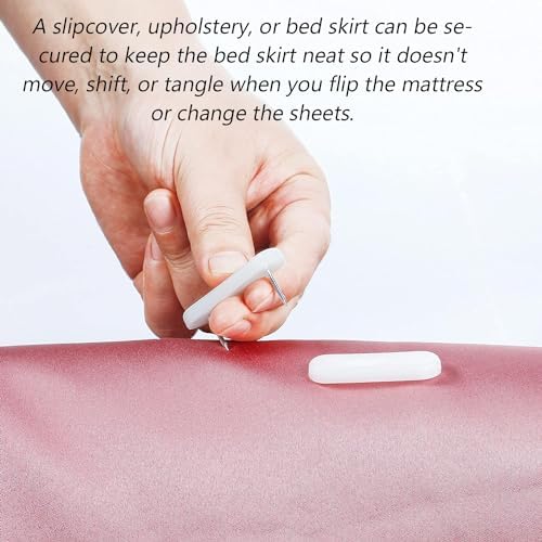 AKOAK White Bed Skirt Pins Durable Bedding Accessories for Bed Skirts and Slipcovers 20 Pack