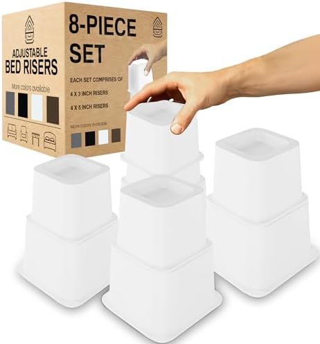 Home Intuition Heavy Duty Adjustable Bed Risers 4 Pack