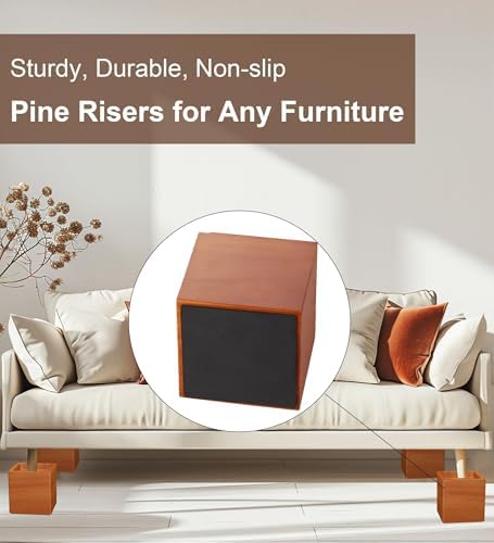 Lufia Bed RisersEnhance Your Bed with 4 Extra Height Solid Pine for Comfort Style Easy Setup