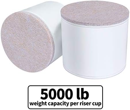 Ezprotekt 2 Inch Bed and Furniture Risers 4 Pack White