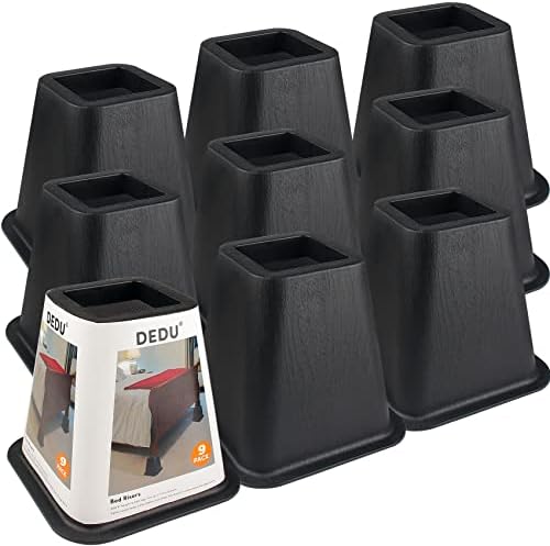 DEDU Bed Risers 6 Inch Heavy Duty 9 Pack Black