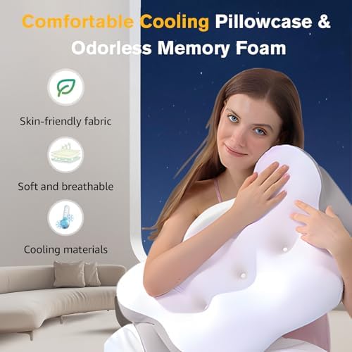Ergonomic Cervical Neck Pillow with Cooling Fabric Relief