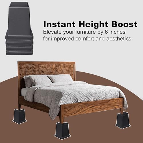 MONTIHOLD Bed Risers 6-Inch Set of 4 Heavy Duty
