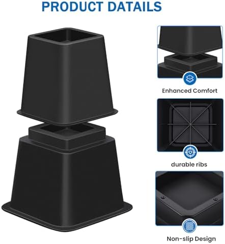 ANNKUT 8 Inch Heavy Duty Bed Risers 8 Pack Black