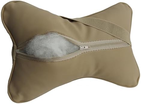 Protection for Neck Cervical Plus Comfort All in Your Car 2-Piece Car Neck Pillow - Pu Leather Soft Durable Beige