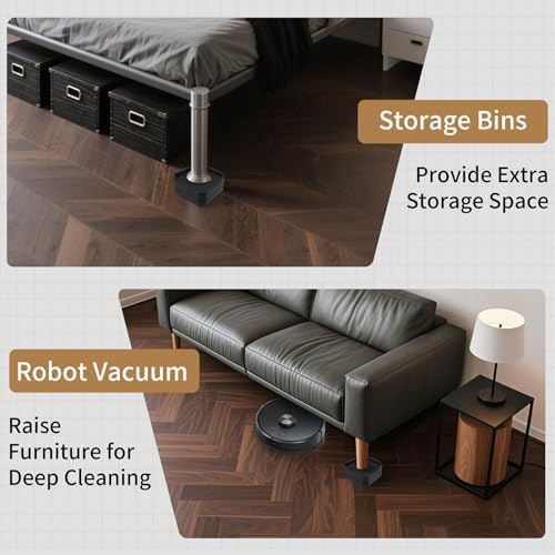 Adjustable Bed Riser for Sofa Desk or Chair Set of 4 with Easy Mount Durable Design