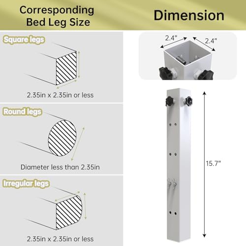 4-Piece Metal Dorm Bed Risers 23 Diameter Riser for College Dorm