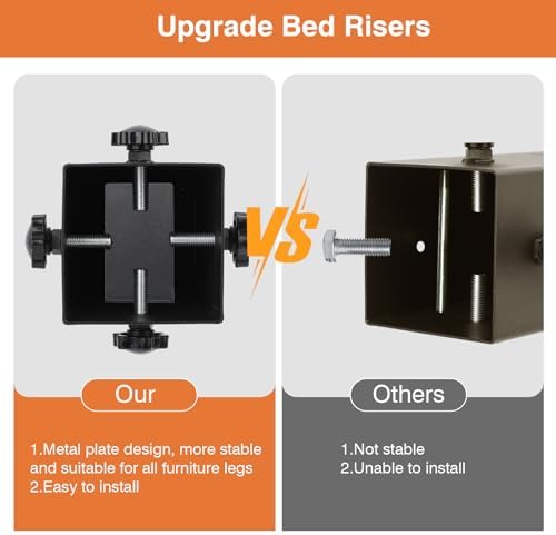 Multi-Height Metal Bed Risers - Heavy Duty Storage Solution for Your Bed Sofa or Table