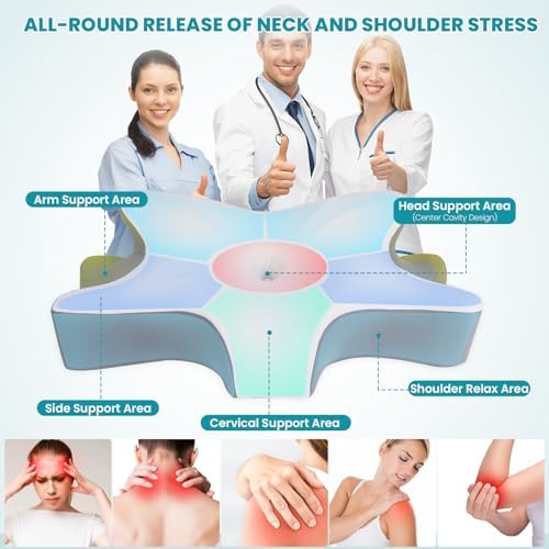 2Pack Adjustable Neck Pillows Memory Foam for Pain Relief Washable CertiPUR-US Certified