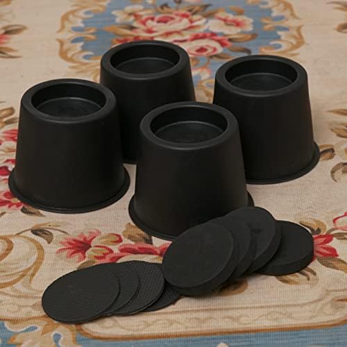 BTSD Home Round Bed Risers 4 Inch Set of 4 Black