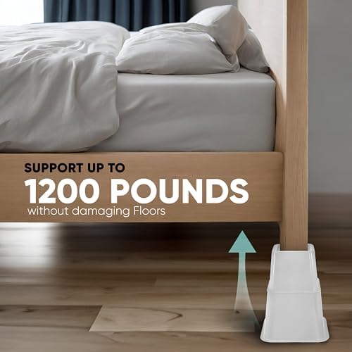 Home Intuition Heavy Duty Adjustable Bed Risers 4 Pack