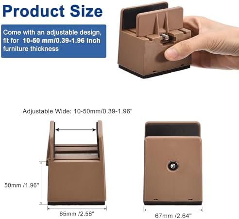 Sturdy 2-inch Bed Risers for Beds Desks Sofas 4Pcs with Adjustable Clamps