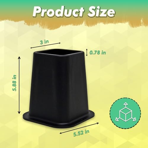 Sturdy Bed Risers for Sofa Desk Couch Table Black by Kings Brand