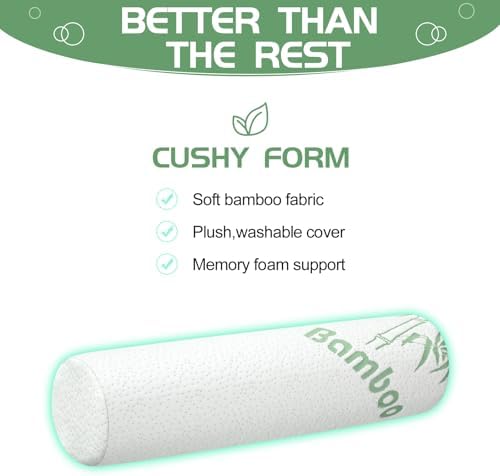 Bucherry Cervical Neck Roll Memory Foam Pillow - Supportive and Comfortable for Bed Travel and Yoga